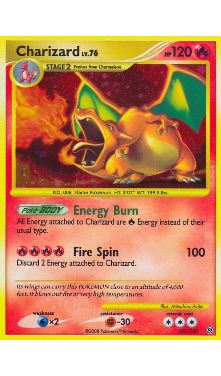 CHARIZARD 103/100 POKEMON STORMFRONT SECRET RARE (LP)