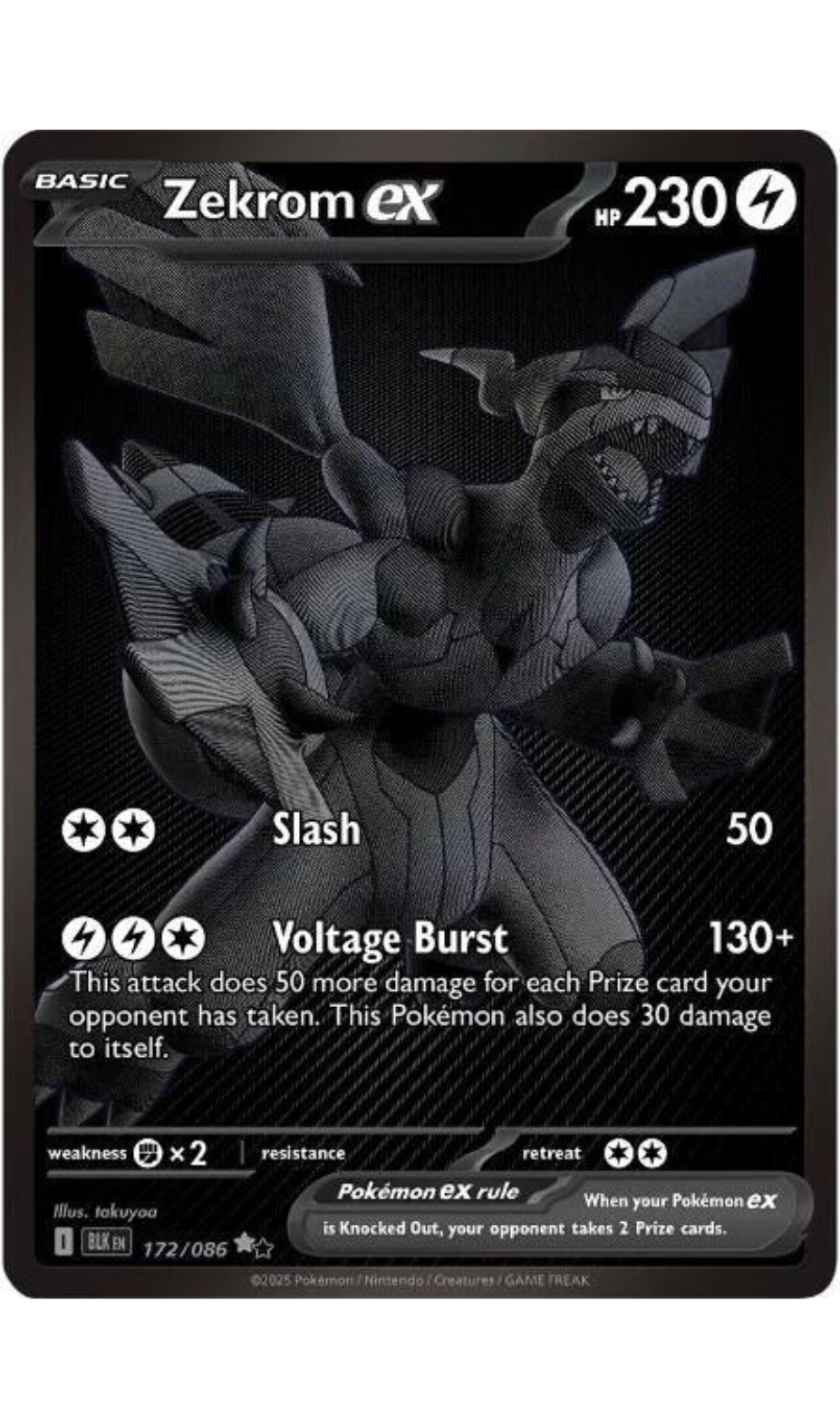 ZEKROM EX 172/086 BLACK BOLT BLACK WHITE RARE