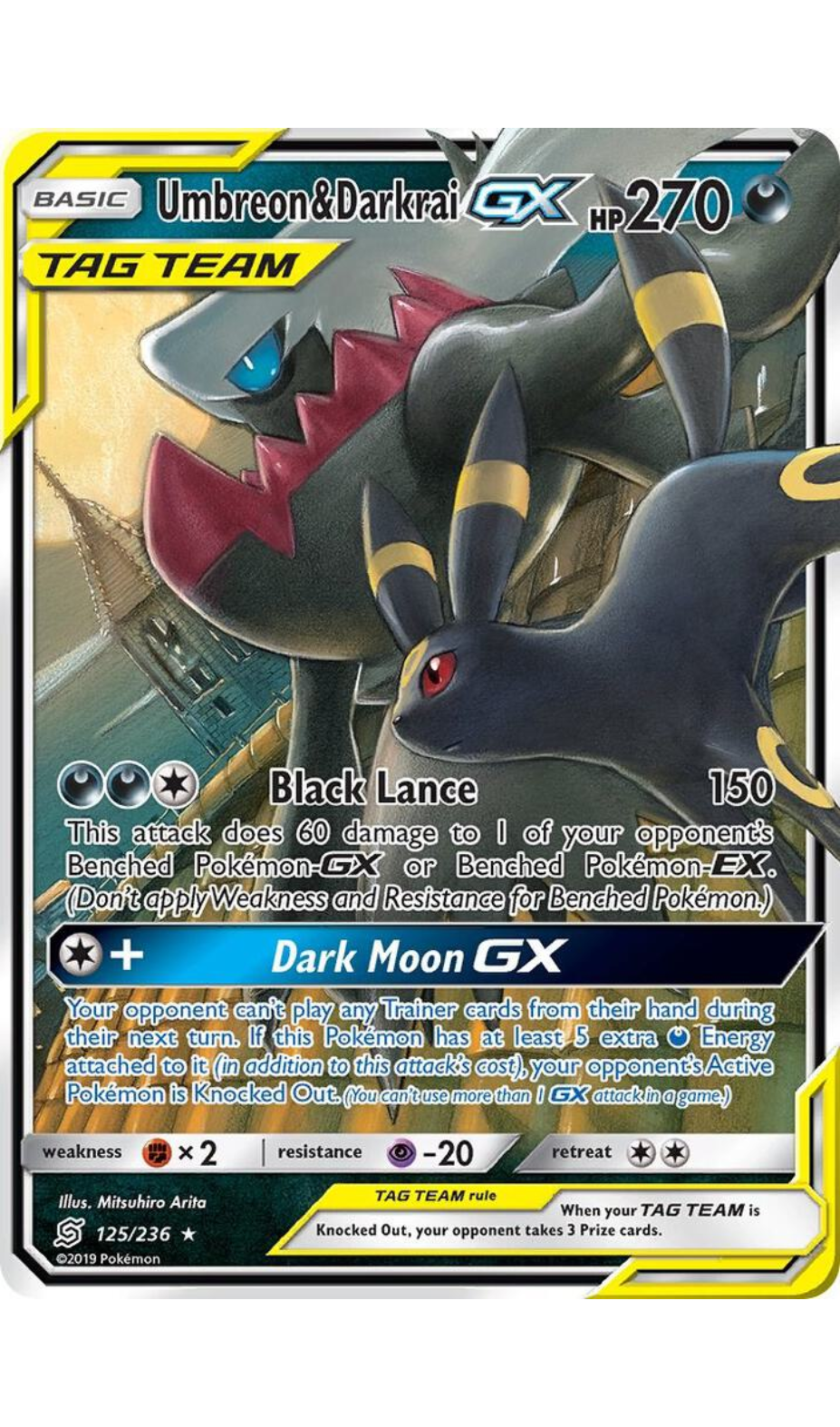 UMBREON & DARKRAI GX 125/236 UNIFIED MINDS ULTRA RARE (LP)
