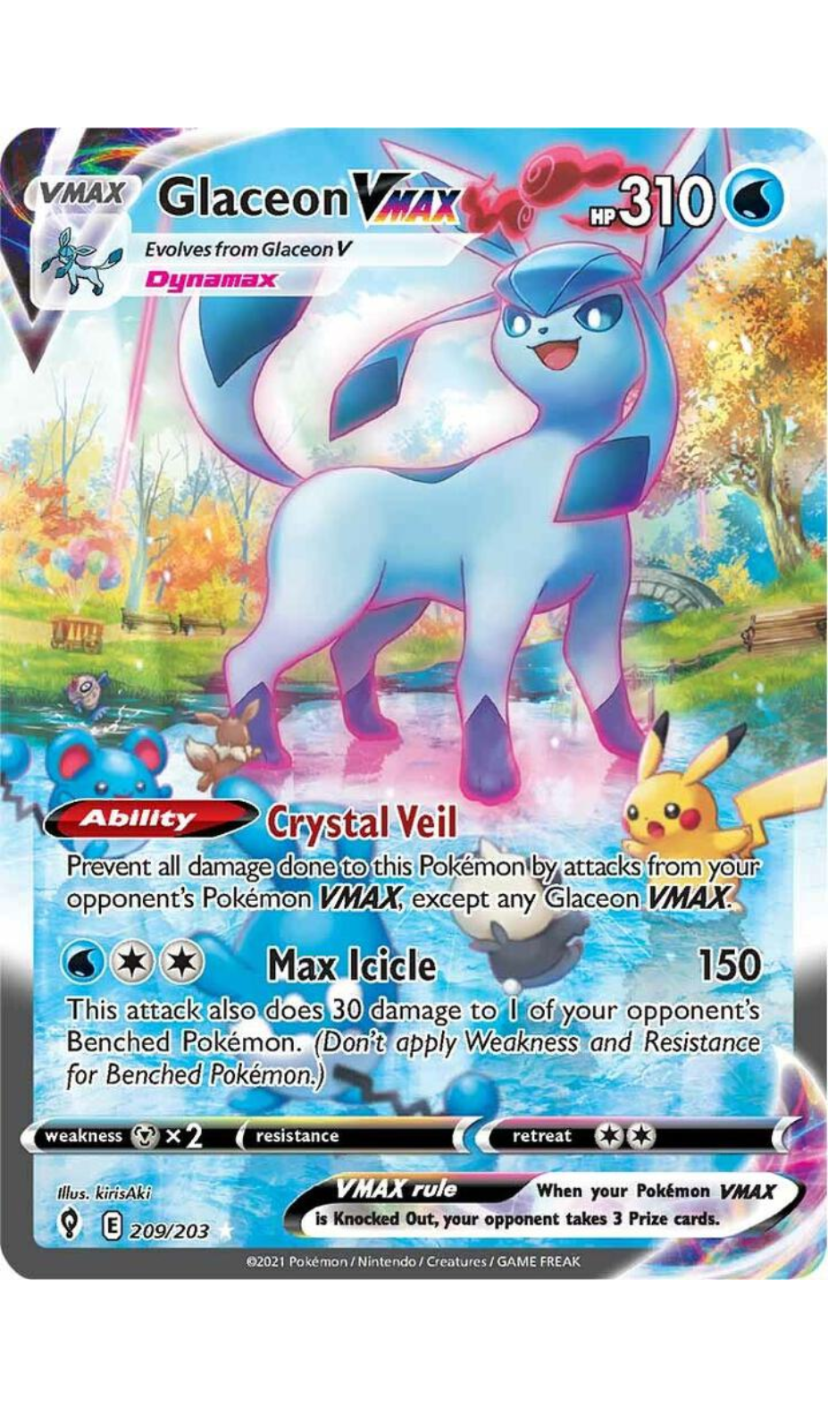 GLACEON VMAX 209/203 POKEMON EVOLVING SKIES ALTERNATE ART