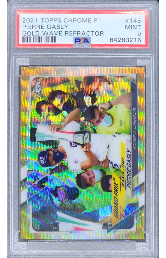 2021 TOPPS CHROME F1 PIERRE GASLY GOLD WAVE REFRACTOR PSA 9 /50