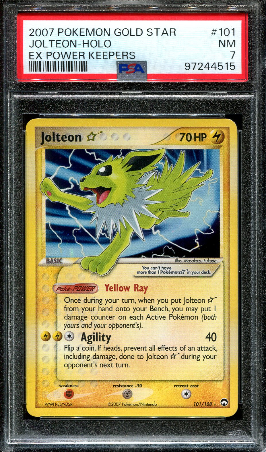 JOLTEON GOLD STAR 101/108 PSA 7 POKEMON EX POWER KEEPERS HOLO RARE