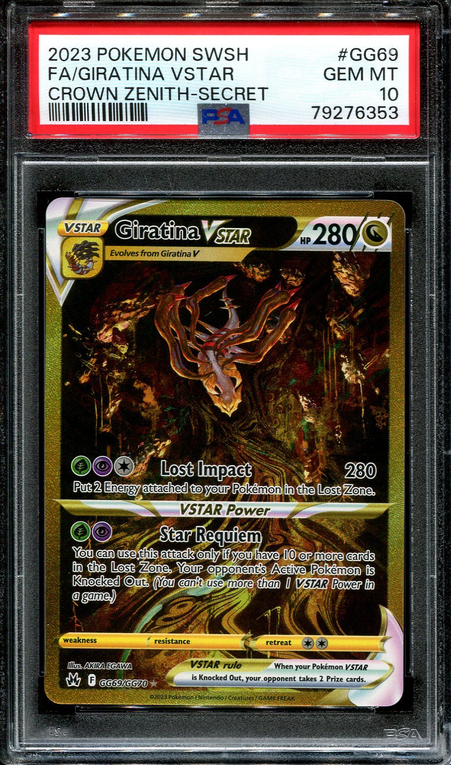 GIRATINA VSTAR GG69/GG70 PSA 10 POKEMON CROWN ZENITH GALARIAN GALLERY SECRET