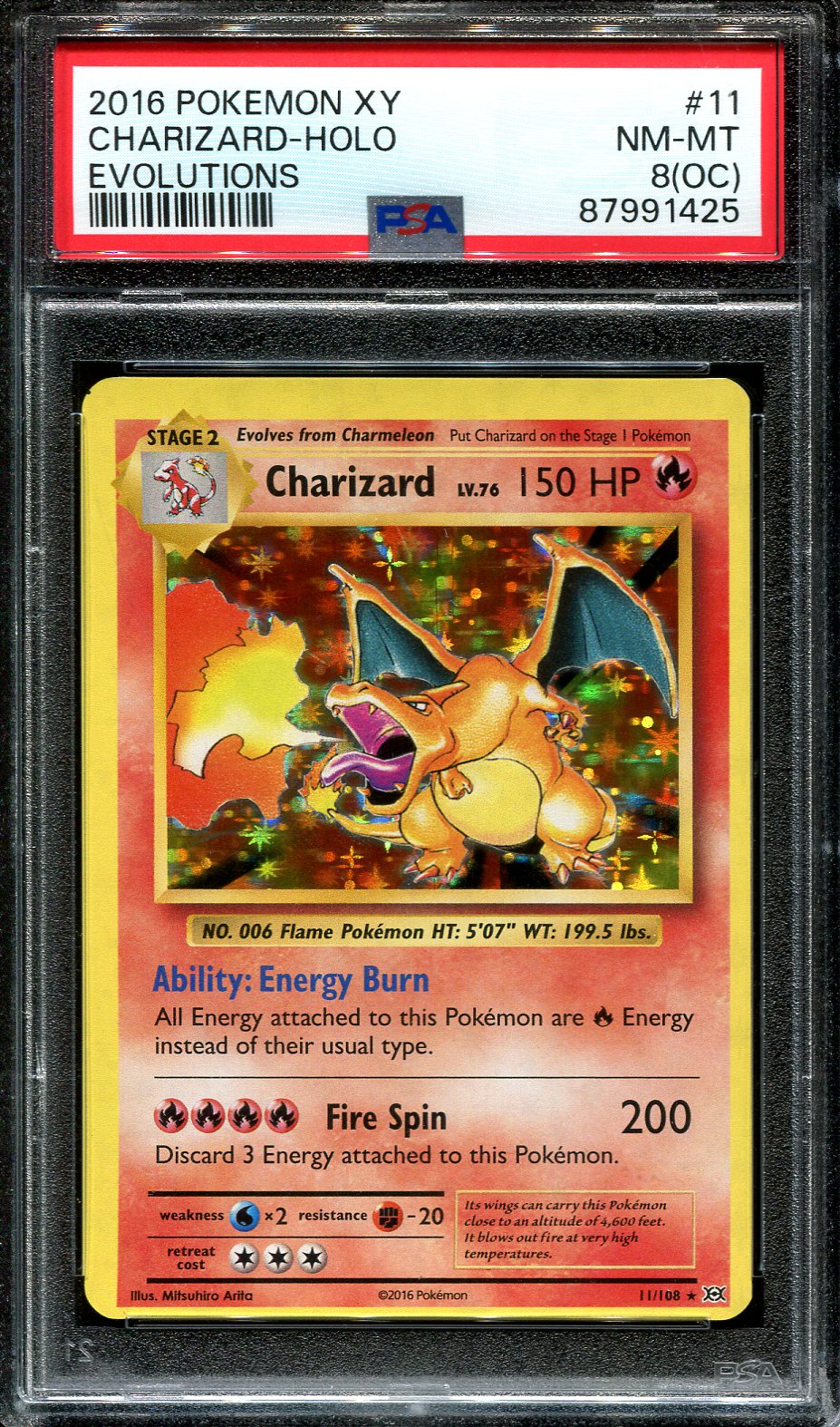 CHARIZARD 11/108 PSA 8(OC) POKEMON EVOLUTIONS HOLO RARE