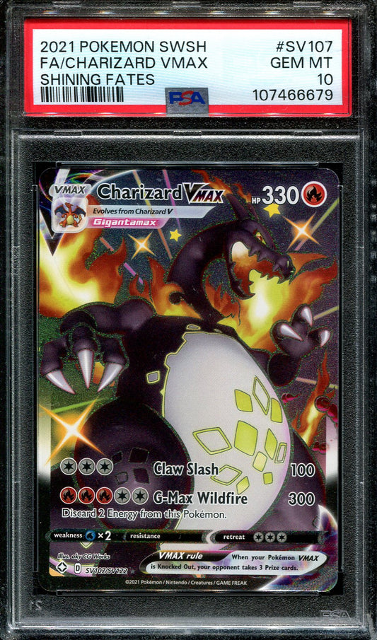 CHARIZARD VMAX SV107/SV122 PSA 10 POEKMON SHINING FATES FULL ART