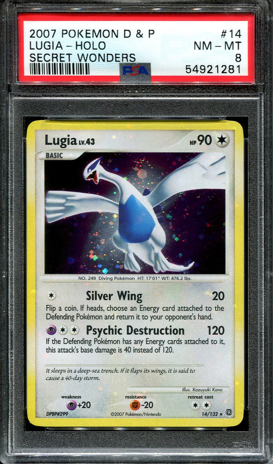 LUGIA 14/132 PSA 8 POKEMON DIAMOND & PEARL SECRET WONDERS HOLO