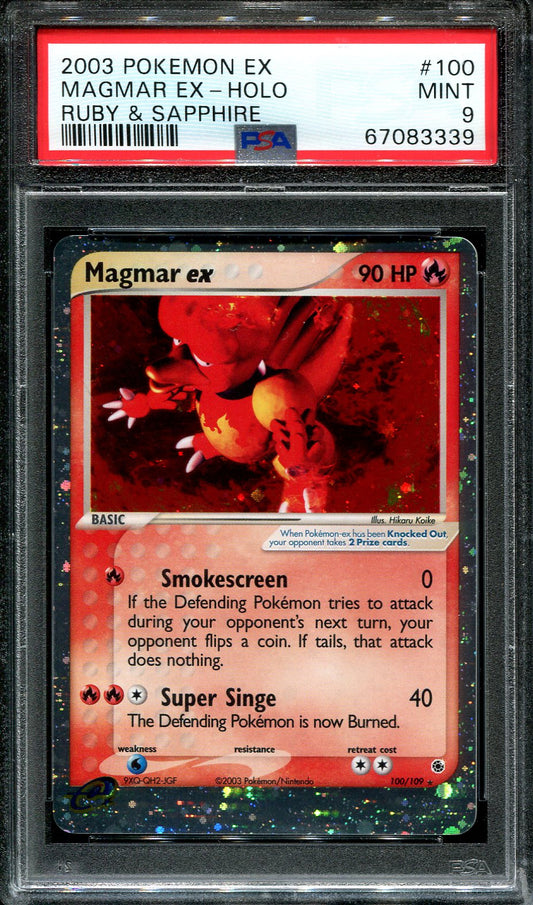 MAGMAR EX 100/109 PSA 9 POKEMON EX RUBY & SAPPHIRE HOLO