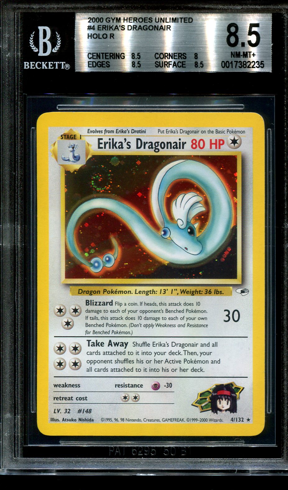 ERIKA'S DRAGONAIR 4/132 POKEMON BGS 8.5 GYM HEROES HOLO RARE