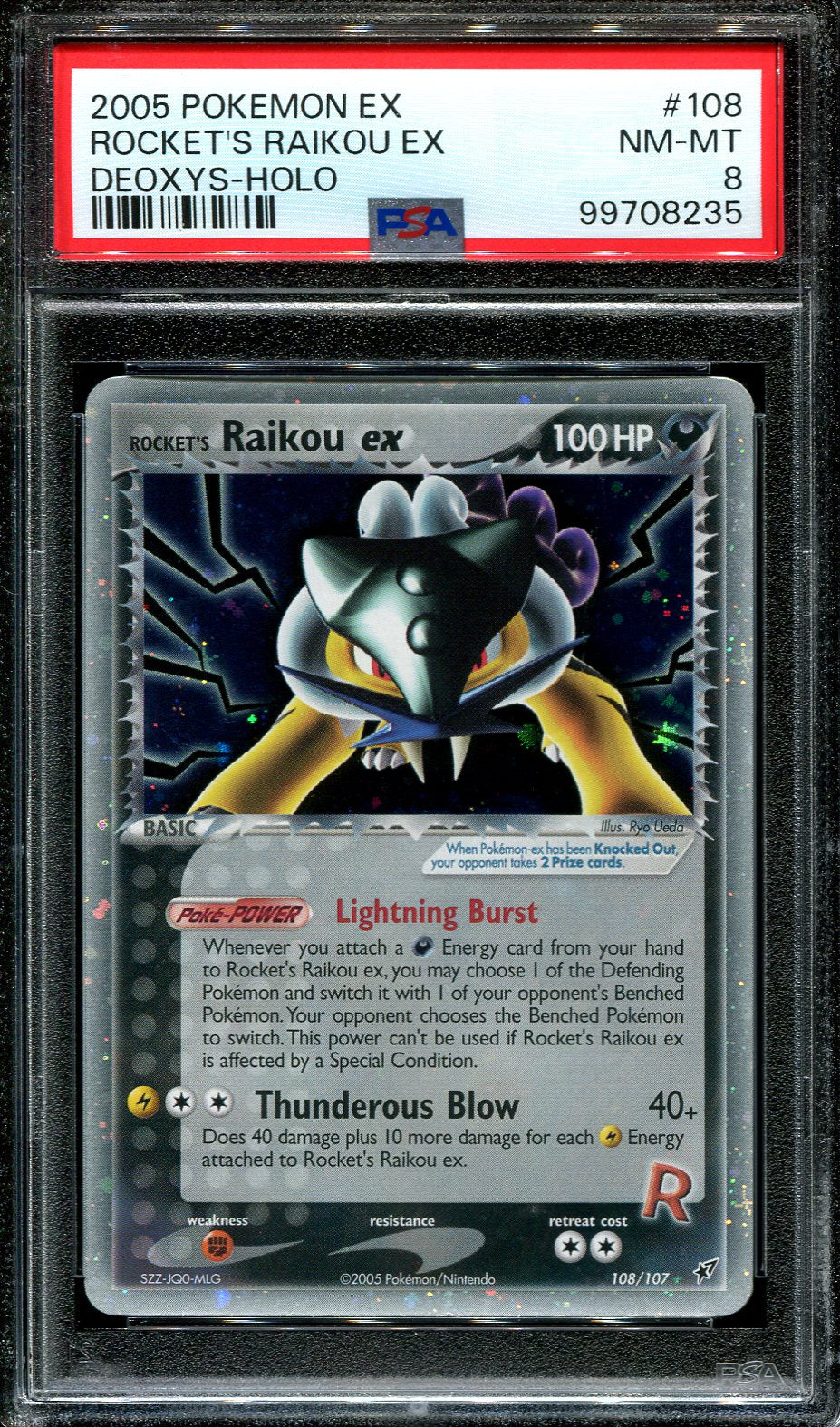 ROCKET'S RAIKOU EX 108/107 POKEMON PSA 8 EX DEOXYS HOLO SECRET RARE