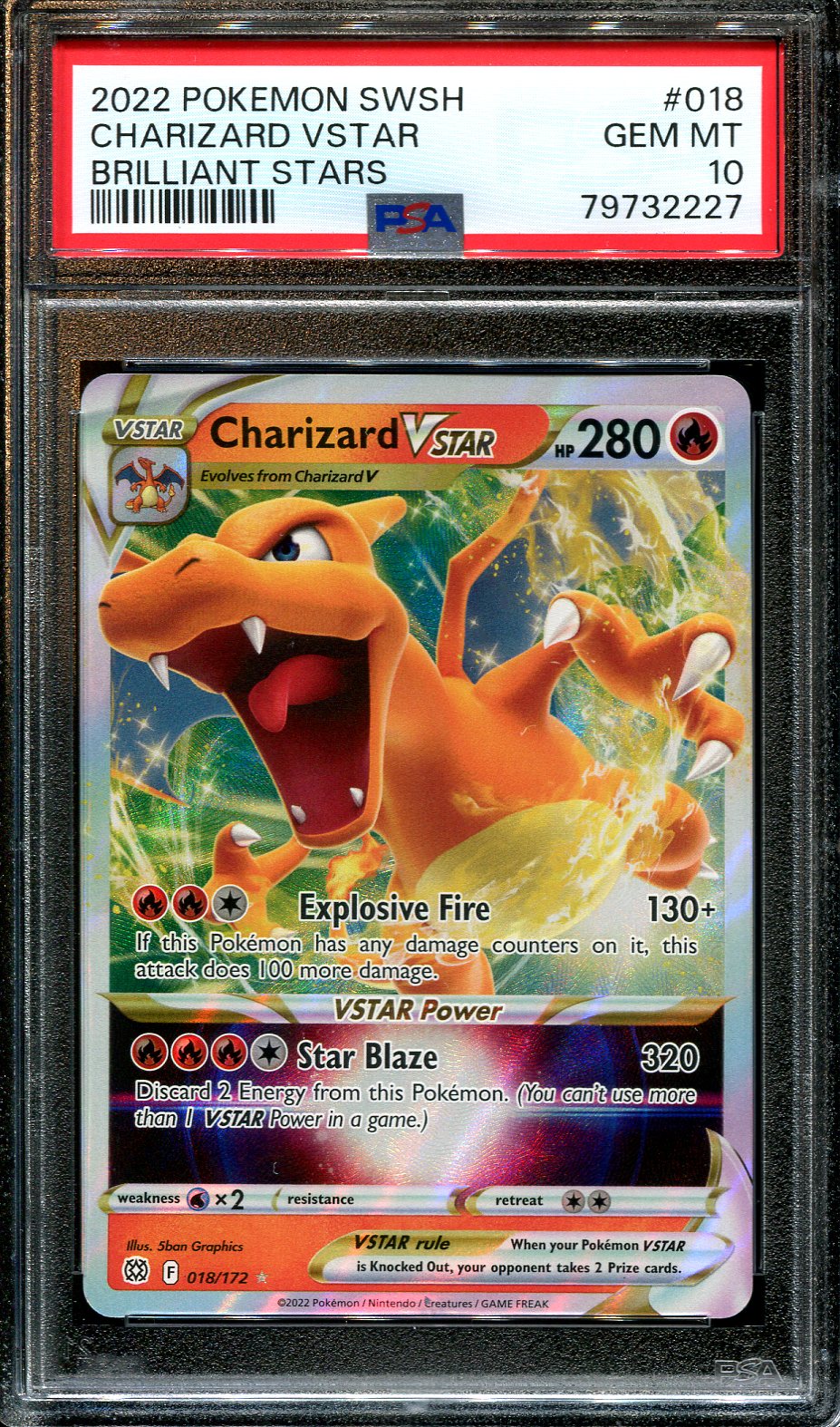 CHARIZARD VSTAR 018/172 POKEMON PSA 10 BRILLIANT STARS ULTRA RARE