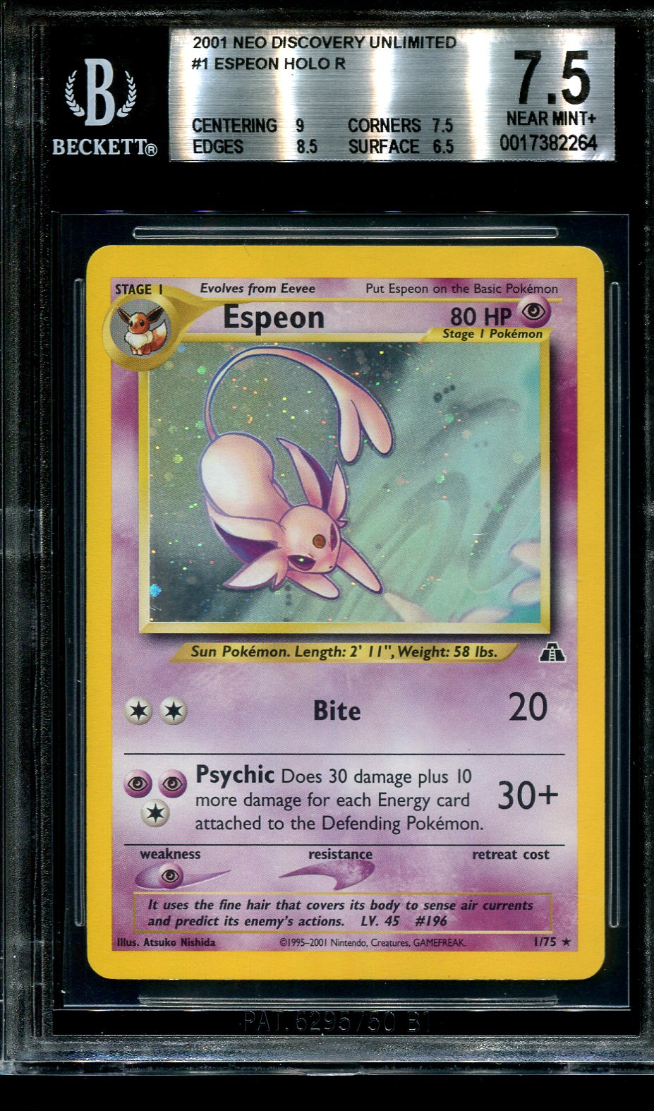 ESPEON 1/75 POKEMON BGS 7.5 NEO DSICOVERY HOLO RARE
