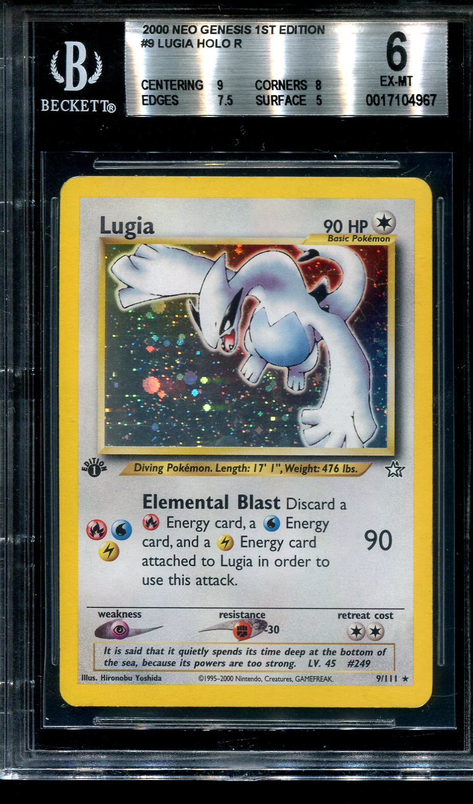 LUGIA 9/111 POKEMON BGS 6 NEO GENESIS FIRST EDITION HOLO RARE