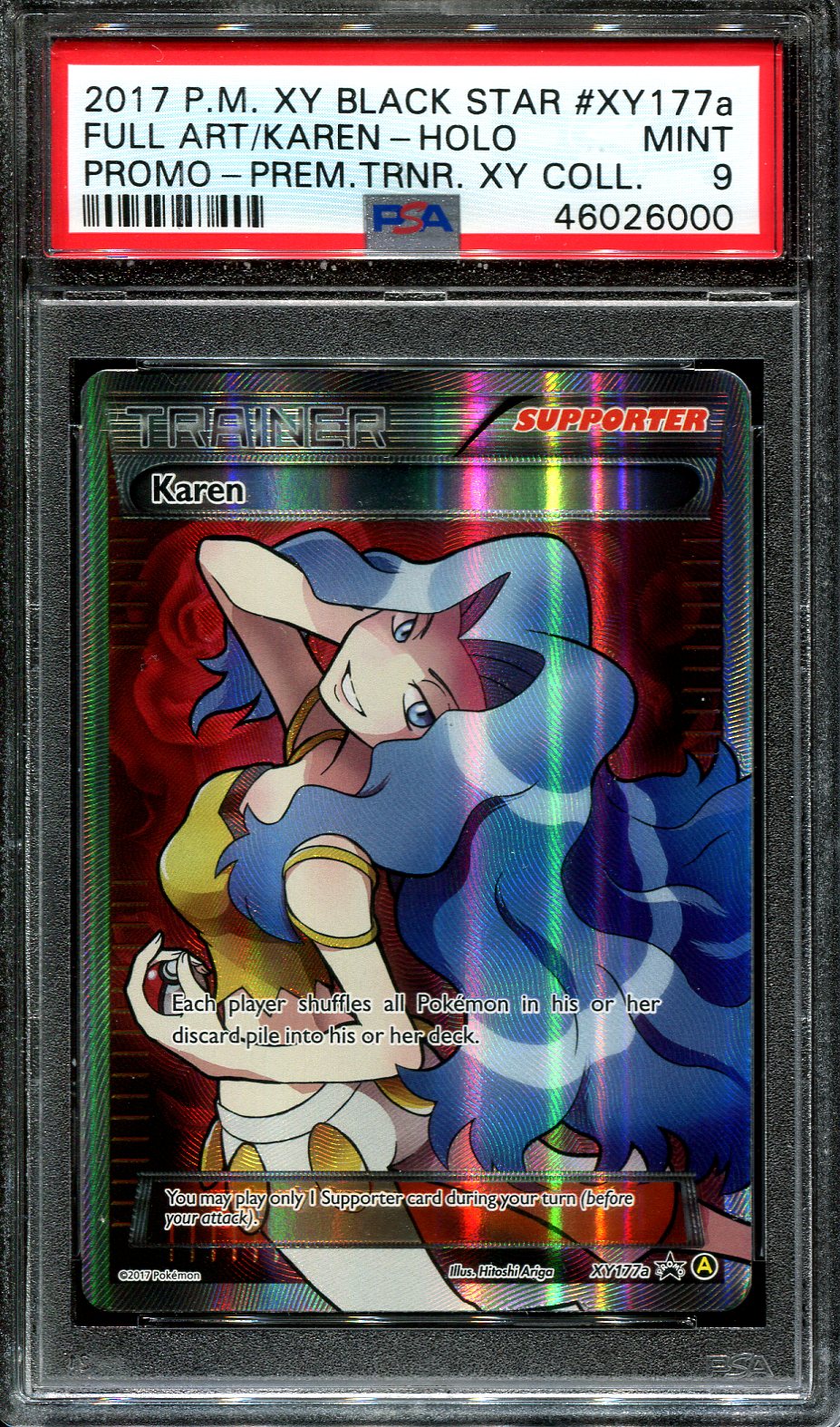 KAREN XY177A POKEMON PSA 9 XY BLACK STAR PROMO XY COLLECTION FULL ART