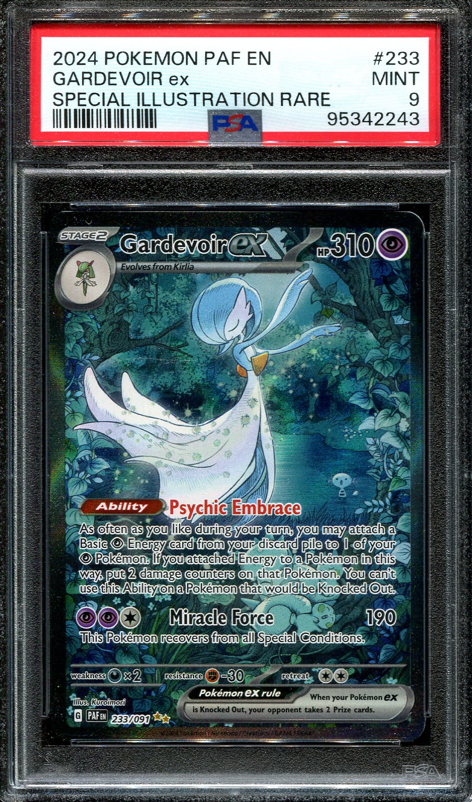 GARDEVOIR EX 233/091 POKEMON PSA 9 PALDEAN FATES SPECIAL ILLUSTRATION RARE