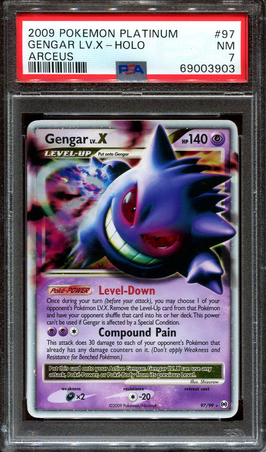 GENGAR LV.X 97/99 POKEMON PSA 7 PLATINUM ARCEUS HOLO