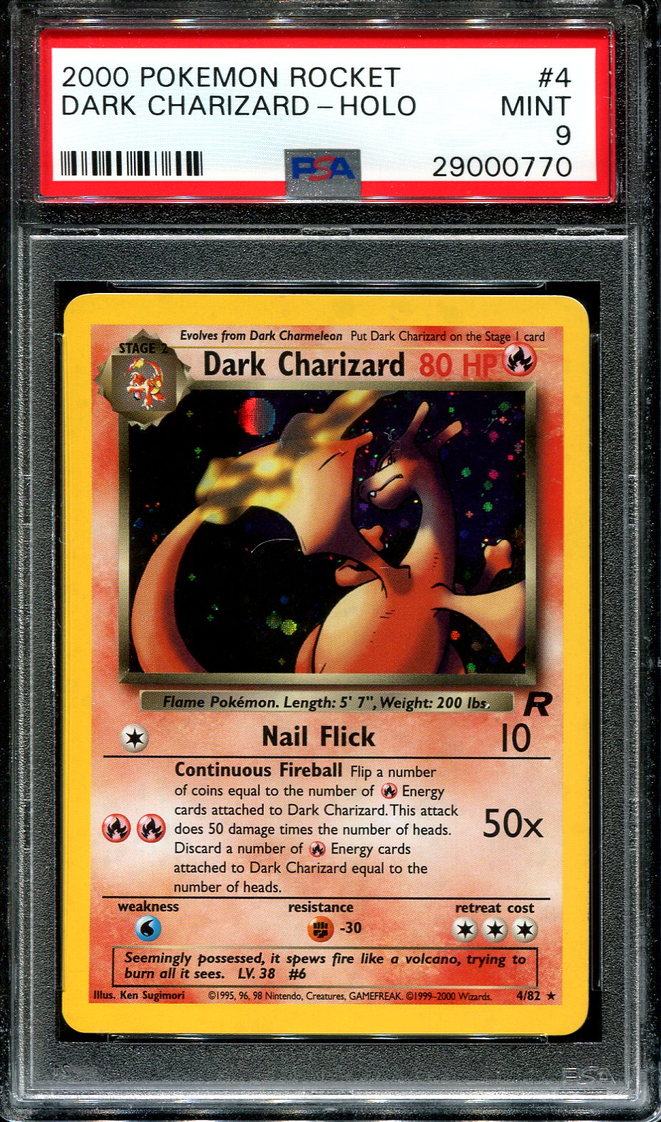 DARK CHARIZARD 4/82 POKEMON PSA 9 TEAM ROCKET HOLO RARE