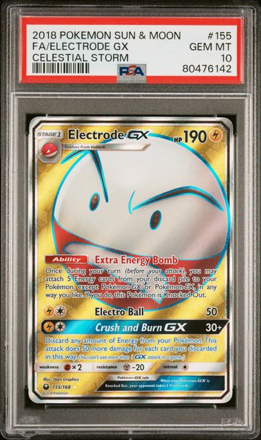 ELECTRODE GX 155/168 PSA 10 POKEMON CELESTIAL STORM FULL ART