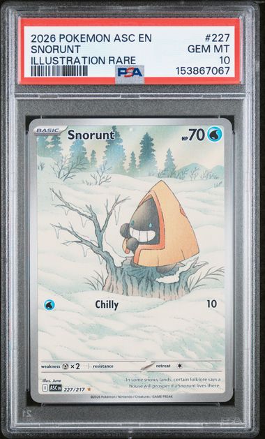 SNORUNT 227/217 PSA 10 POKEMON ASCENDED HEROES ILLUSTRATION RARE