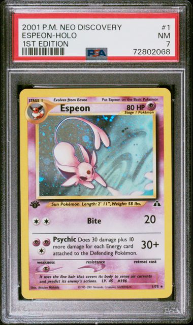 ESPEON 1/75 PSA 7 POKEMON NEO DISCOVERY FIRST EDITION HOLO RARE