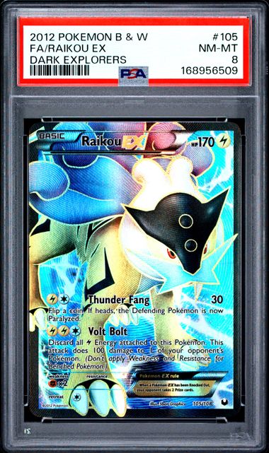 RAIKOU EX 105/108 PSA 8 POKEMON B&W DARK EXLORERS FULL ART