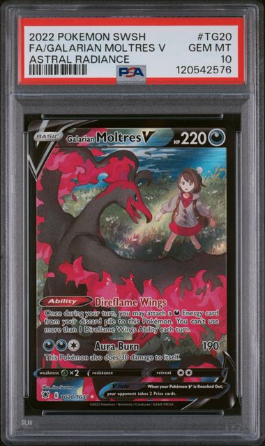 GALARIAN MOLTRES V TG20/TG30 PSA 10 POKEMON ASTRAL RADIANCE TRAINER GALLERY