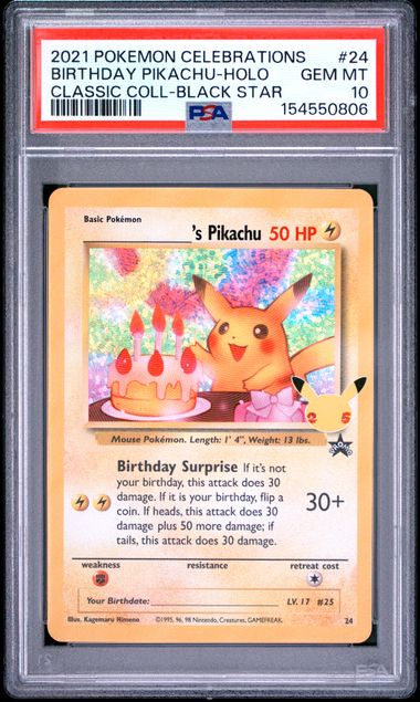 BIRTHDAY PIKACHU 24 PSA 10 POKEMON CELEBRATIONS CLASSIC COLLECTION HOLO