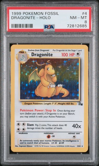 DRAGONITE 4/62 PSA 8 POKEMON FOSSIL HOLO RARE