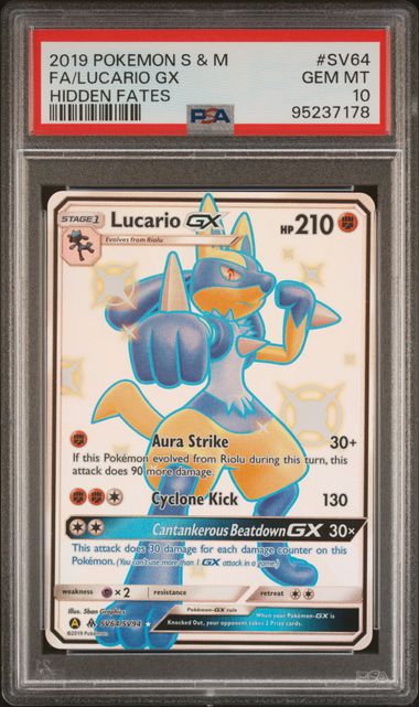 LUCARIO GX SV64/SV94 PSA 10 POKEMON HIDDEN FATES SHINY VAULT FULL ART