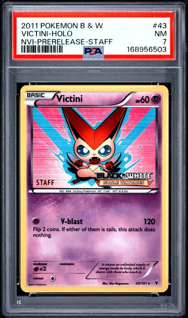 VICTINI 43/101 PSA 7 POKEMON BLACK & WHITE NOBLE VICTORIES STAFF HOLO