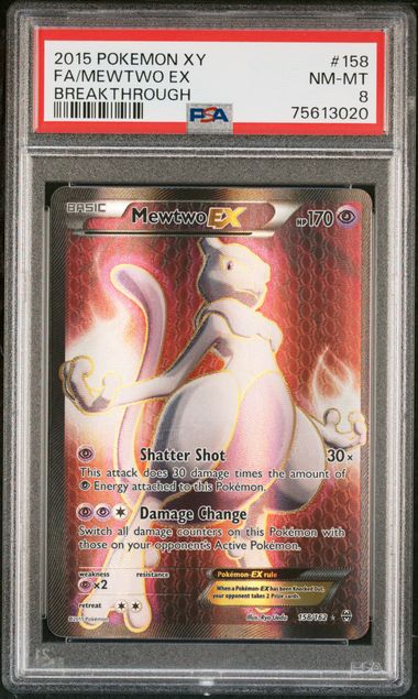 MEWTWO EX 158/162 PSA 8 POKEMON XY BREAKTHROUGH FULL ART