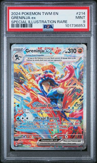 GRENINJA EX 214/167 PSA 9 POKEMON TWILIGHT MASQUERADE SPECIAL ILLUSTRATION RARE
