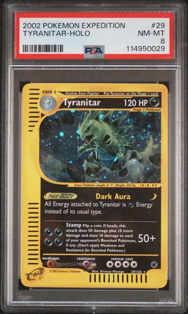 TYRANITAR 29/165 PSA 8 POKEMON EXPEDITION HOLO RARE