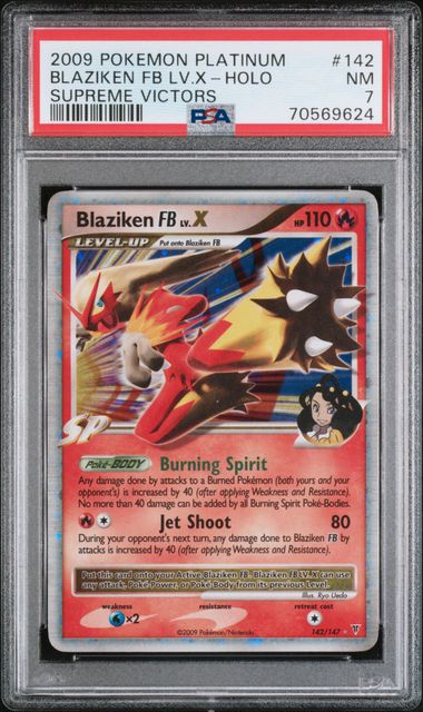 BLAZIKEN LV.X 142/147 PSA 7 POKEMON SUPREME VICTORS HOLO RARE
