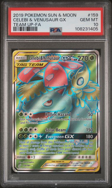 CELEBI & VENUSAUR GX 159/181 PSA 10 POKEMON TEAM UP FULL ART