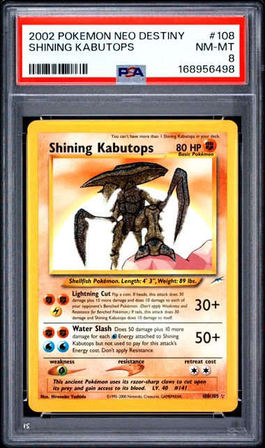 SHINING KABUTOPS 108/105 PSA 8 POKEMON NEO DESTINY HOLO RARE