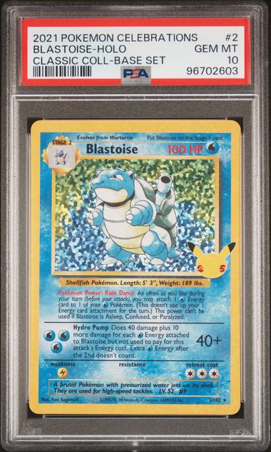 BLASTOISE 2/102 PSA 10 POKEMON CELEBRATIONS CLASSIC COLLECTION