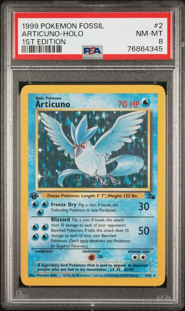 ARTICUNO 2/62 PSA 8 POKEMON FOSSIL HOLO RARE 1ST EDITION
