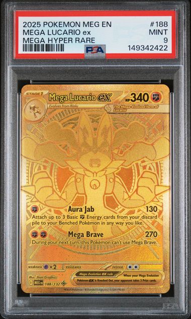 MEGA LUCARIO EX 188/132 PSA 9 POKEMON MEGA EVOLUTION MEGA HYPER RARE