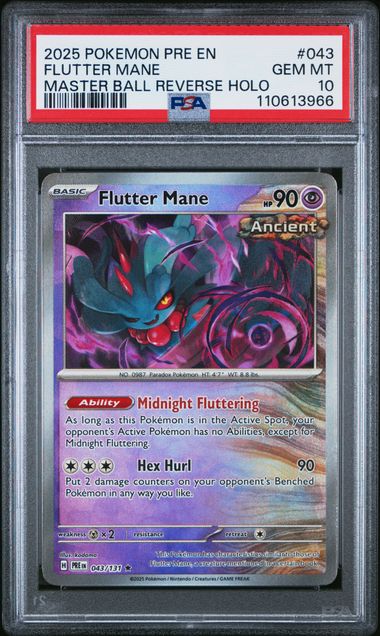 FLUTTER MANE 043/131 PSA 10 POKEMON PRISMATIC EVOLUTION MASTER BALL REVERSE HOLO
