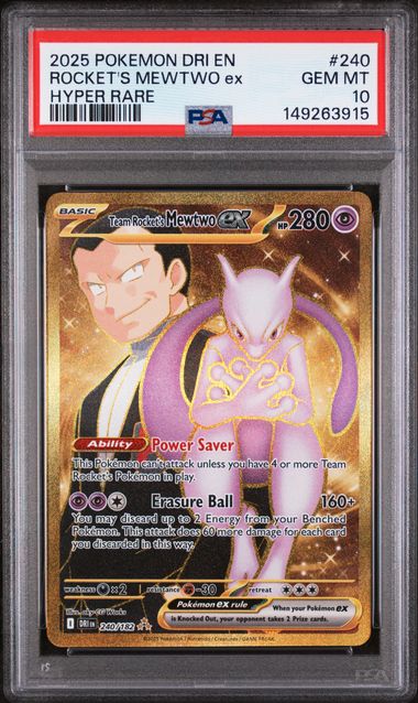 TEAM ROCKET'S MEWTWO EX 240/182 PSA 10 POKEMON DESTINED RIVALS HYPER RARE
