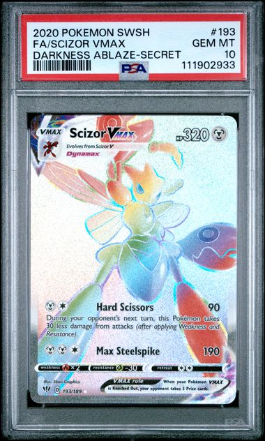 SCIZOR VMAX 193/189 PSA 10 POKEMON DARKNESS ABLAZE SECRET RARE