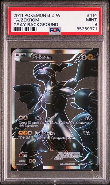 ZEKROM 114/114 PSA 9 POKEMON BLACK & WHITE FULL ART GRAY BACKGROUND