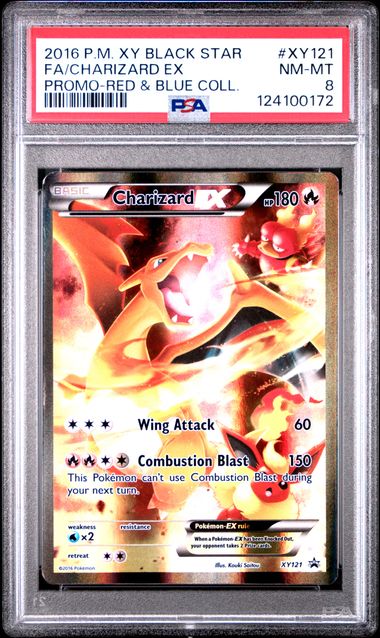 CHARIZARD EX XY121 PSA 8 POKEMON BLUE & RED COLLECTION BLACK STAR PROMO