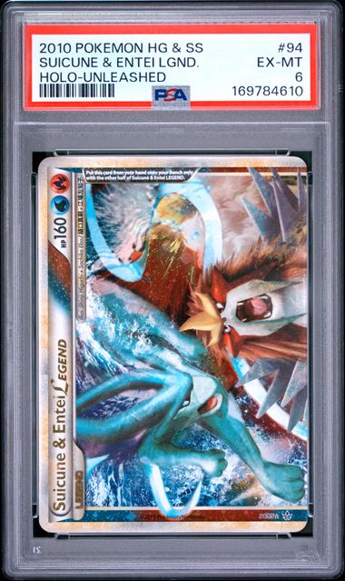 SUICUNE & ENTEI LEGEND 94/95 PSA 6 POKEMON HG & SS UNLEASHED HOLO