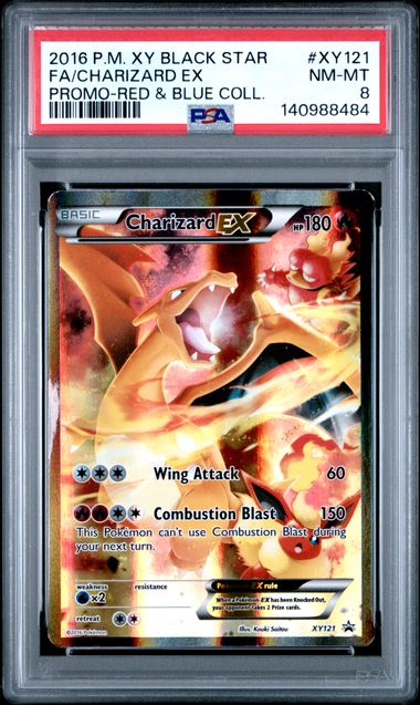 CHARIZARD EX XY121 PSA 8 POKEMON RED & BLUE COLLECTION PROMO FULL ART