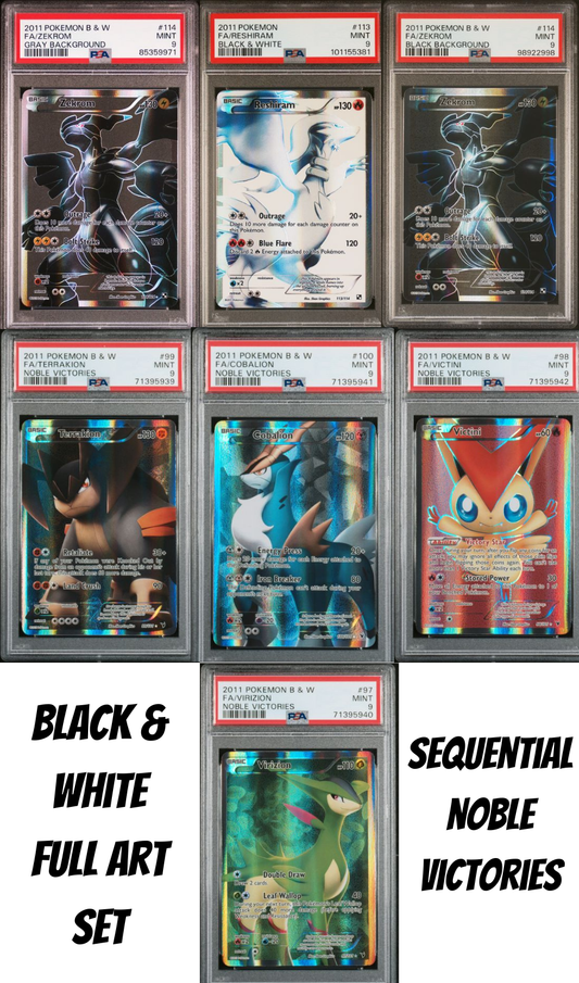 BLACK AND WHITE FULL ART LEGENDARY PSA 9 COMPLETE SET
