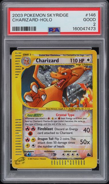 CHARIZARD 146/144 PSA 2 POKEMON SKYRIDGE CRYSTAL HOLO RARE
