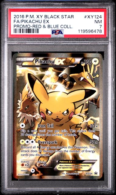 PIKACHU EX XY124 PSA 7 POKEMON RED & BLUE COLLECTION PROMO FULL ART