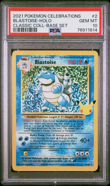 BLASTOISE 2/102 PSA 10 POKEMON CELEBRATIONS CLASSIC COLLECTION