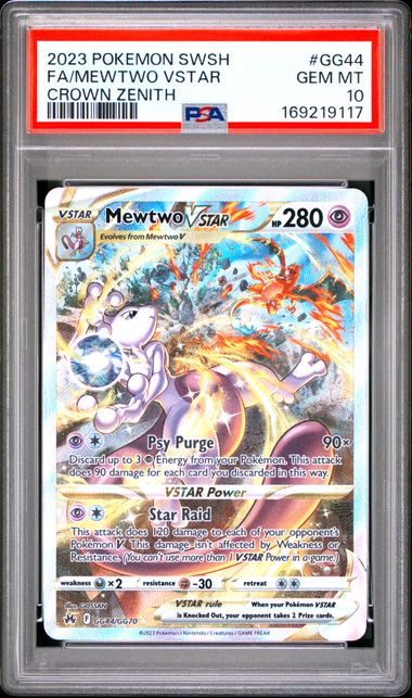 MEWTWO VSTAR GG44/GG70 PSA 10 POKEMON CROWN ZENITH GALARIAN GALLERY